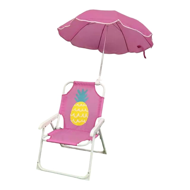 Almencla Chaise de Camping pour Enfants avec Parasol Chaise de Plage pour Camping Randonnée Pêche Ananas