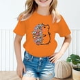 thumbnail image 2 of PMVFHDE Hauts pour Filles T-Shirts pour Filles T-Shirts Graphiques T-Shirts pour Fille Hauts d'Été Tendance pour Filles Hauts d'Été pour Fille T-Shirt Graphique Mignon pour Fille Col Rond Manches Courtes T-Shirt d'Été Orange, 9-10 Ans, 2 of 5