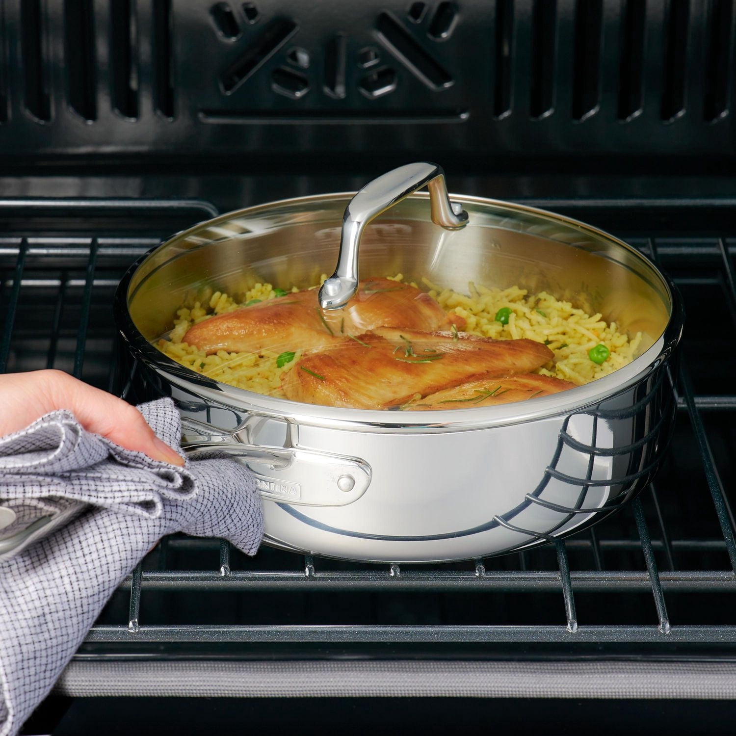 Jeu de batterie de cuisine Tramontina à 12 pièces en acier inoxydable 3-Plis avec couvercles en verre