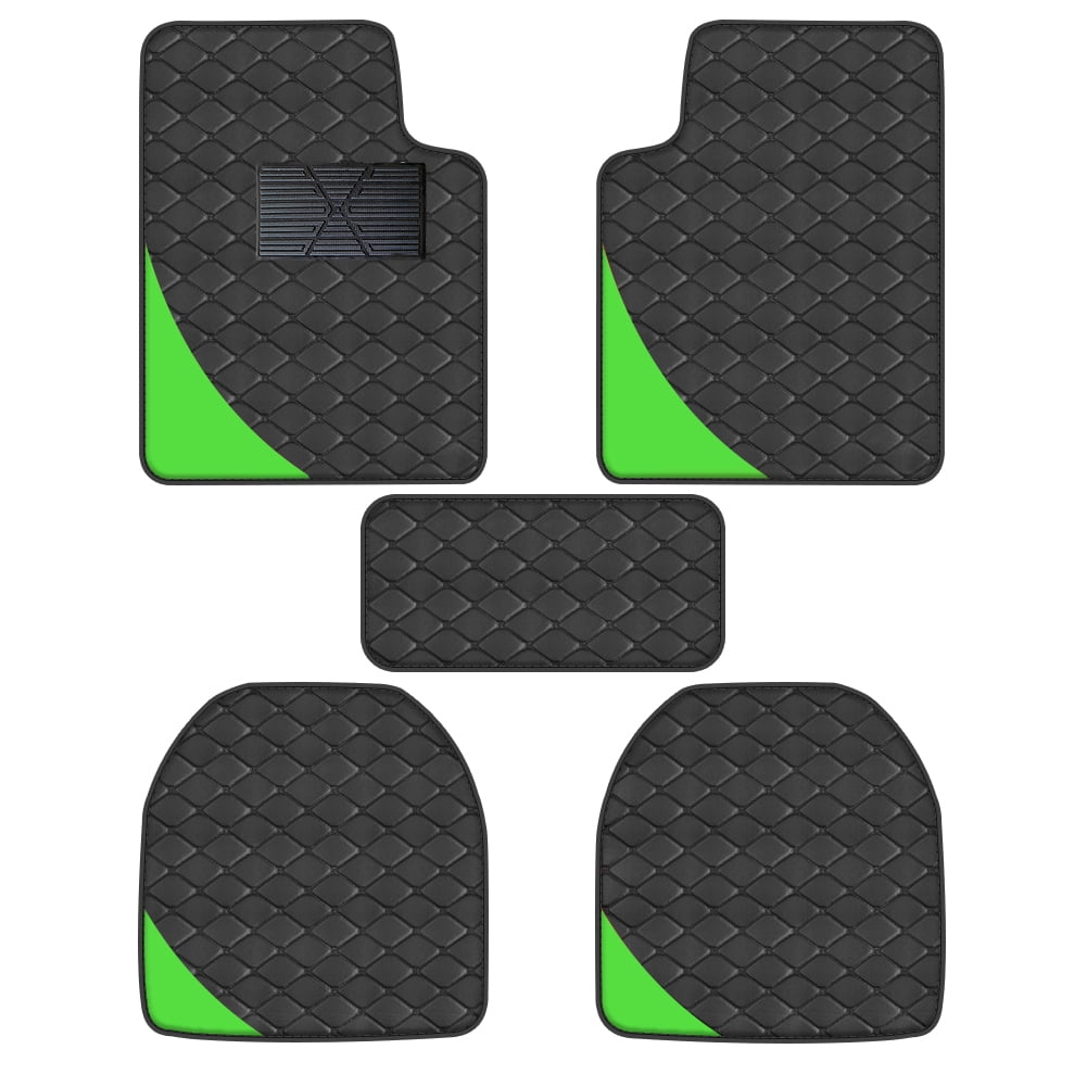 Tuqiang Car floor mats for Volkswagen for Eurovan Premium All-Weather Automotive Floor Mats Leather Black and green