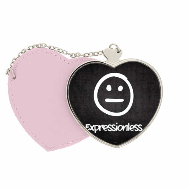 Blanc Expressionless Mignon Chat Visage Miroir Voyage Sac à Main Maquillage Coeur Rose