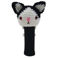 thumbnail image 2 of StitchHead Hand Stitched Yarn Animal Driver/Wood Head Cover - Black/White Cat, 2 of 2