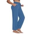 thumbnail image 2 of Plebaso Womens Plus Size Wide Leg Pants Elastic Waist Drawstring Lounge Pants Casual Loose Summer Pants, 2 of 7