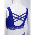 thumbnail image 4 of Hansber Enfants Filles Scintillant Sans Manches Danse Court Débardeurs Hip-Hop Rue Chandail Performance Tenue de Danse Bleu 14, 4 of 5