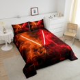 thumbnail image 3 of Erosebridal Teens Lightsaber Bedding Queen Comforter Set, Square Geometry Down Comforter, Orange Red, Super Cozy 3 Pieces, 3 of 8