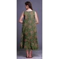 thumbnail image 4 of Bimba Robe de Nuit Mi-Mollet pour Femmes en Coton Imprimé Sans Manches à Feuilles Florales/rose et Myosotis Vert Algue, Robe Maxi XXX-Large, 4 of 6