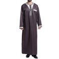 thumbnail image 1 of Penkiiy Long Shirt for Men Men's Muslim Robe Arab Middle Robe Pattern Embroidery Long Sleeve Standing Neck Pocket Long Shirt Fashion Casual Robe Coffee Shirts, 1 of 7