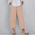 thumbnail image 2 of Timegard Plus Size Pants for Women Elastic Waist Solid Color Comfy Fall Casual Crop Pants with Pockets, 2 of 5