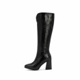 thumbnail image 4 of Autumn And Winter Thick High-heeled Pointed Toe Slim Boots Side Zipper Print Warm High-top Boots, 4 of 9