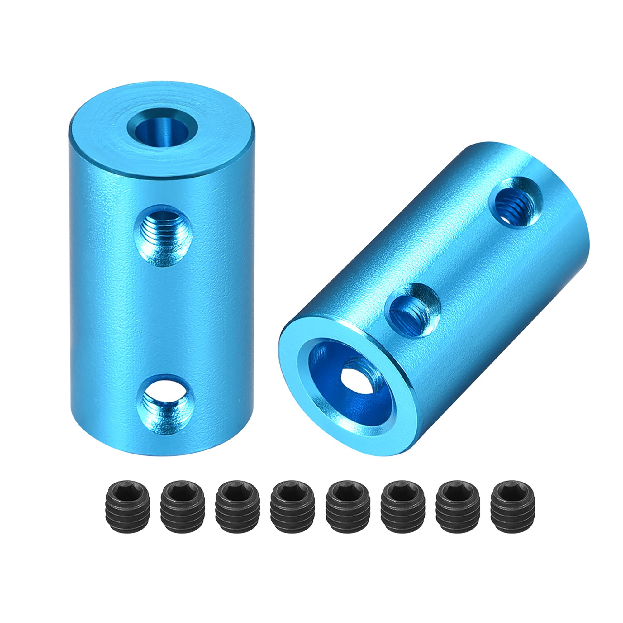 Unique Bargains Raccord d'Arbre 4mm à 8mm Alésage L25xD14 Moteur de Robot Rigide Connecteur Bleu 2 Pcs