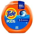 thumbnail image 1 of Tide PODS laundry detergent pacs, 3-in-1 Stain Remover, Odor Fighter, Color Protector, HE compatible, Original Scent, 42 Count, 1 of 24