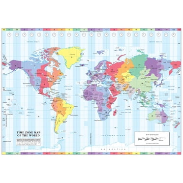 Cosmographics: Color Blind Friendly Time Zone Wall Map of the World - Compact - 22.25 x 15.75 inch Poster - Front Lamination