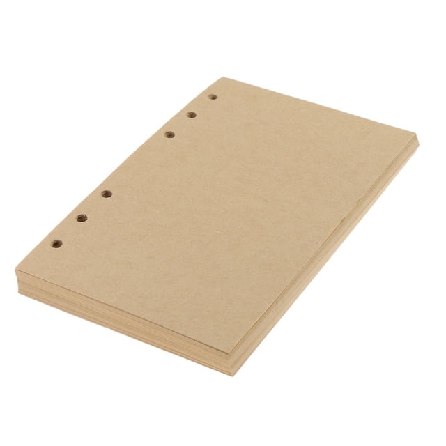 DOLITY 80 Feuilles Format A6 6 Trous Remplissage de Feuilles en Vrac Recharge Intérieure Papier Kraft Non Ligné, Présentant des inserts en Papier Kraft Vierge Non Ligné Format 173x93 mm. Conçu pour s'Adapter à la Plupart des Classeurs et Agendas A6, Idéal pour le Journal, les notes de Classe, les Gribouillages Ou les Cahiers de Projet. Parfait pour les Fournitures de Bureau Ou les Recharges de Planificateur, avec un design Rechargeable Permettant un Retrait et une insertion Faciles des pages.