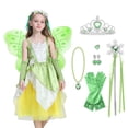 thumbnail image 1 of KAWELL Costume d'Halloween Vert pour Filles, Robe de Conte de Fées Princess avec Riches Accessoires pour Cosplay Carnaval, 1 of 5