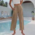 thumbnail image 4 of Summer Clearance 2025! Womens Plus Size Pants,Woman Fashion Solid Color Elastic Waist Drawstring Pocket Long Pants, 4 of 5