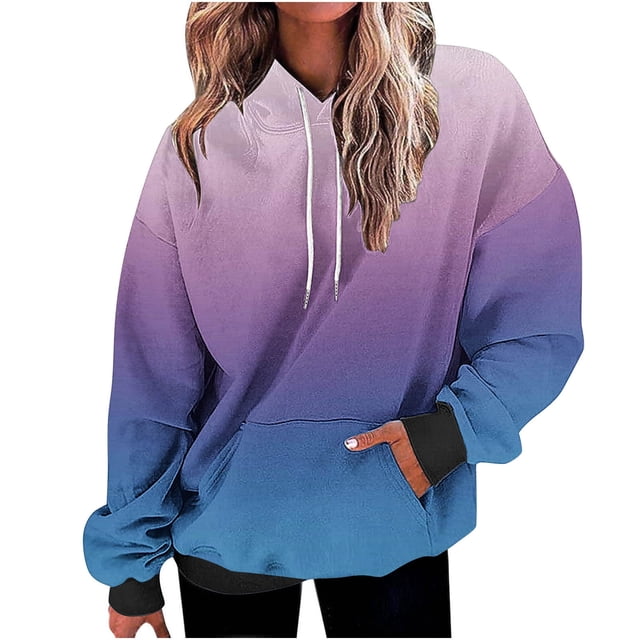 Besolor Oversized Sweatshirt for Women Fall Plus Size Long Sleeve Gradient Color Hoodies Baggy Clothes for Ladies