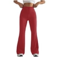 thumbnail image 1 of LOVZFMLL Women's Pants, Solid Color Tight Fitting Hip Shaping Flared Yoga Pants Red, 2XL, 1 of 4