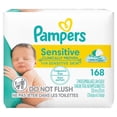 thumbnail image 3 of Pampers Baby Wipes Sensitive Perfume Free, 2 Flip-Top Packs (168 Wipes Total), 3 of 9