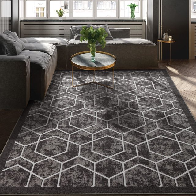 BY COCOON 5'x7' Area Rug | Area Rugs For Living Room Carpet For Bedroom Rug Washable Rug (160 Cm x 225 Cm Grey Rug)