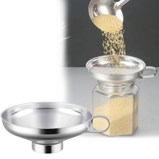 Oleegame 1PC Stainless Canning Funnel Lightweight Wide Mouth Jar Funnel With Handle Suitable For Wide Mouth And Conventional Jar Food Grade Metal Jam Kitchen Tools