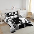 thumbnail image 3 of YST Abstract Geometric Down Comforter Full Black White Grey Marble Grid Bedding Set Silver Gray Stripe Check Comforter Setfor Kids Adults,Geometry Square Quilt Set Modern Room Decor, 3 of 6