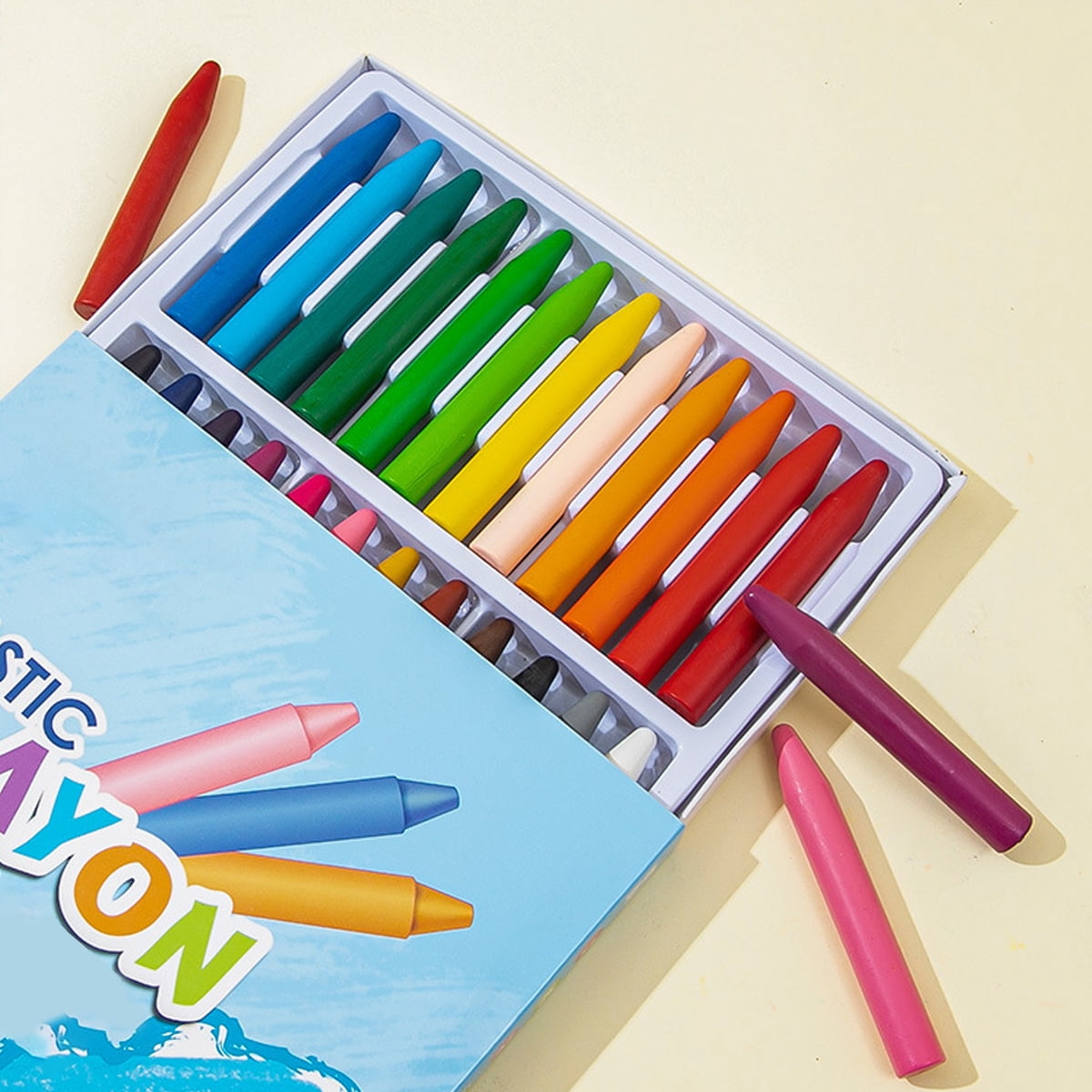 Rocket-Shaped Non-Toxic Crayons, Vibrant Colors Durable Crayons