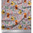 thumbnail image 1 of Soimoi Rayon Crepe Fabric Floral,Musical Instruments & Animals Cartoon Print Fabric by The Yard 46 Inch Wide, 1 of 3