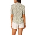 thumbnail image 3 of Unique Bargains Blouse pour Femmes Col Rabattu Fendu Manches Bouffantes Chemise en Chiffon, 3 of 6