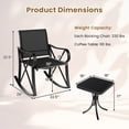 thumbnail image 3 of Gymax 3 Piece Patio Rocking Set 2 Rocking Chairs w/ Tempered Glass Side Table Black, 3 of 10
