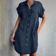 thumbnail image 1 of VEKDONE 2025 Liquidation Été Robes Chemise en Denim pour Femmes Manches Courtes Robe Midi en Jean Ample Boutonnée Décontractée Robe Droite Tunique, 1 of 8