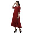 thumbnail image 4 of Moomaya Robe Maxi à Étages à Col en V Boutonnée pour Femmes, Robe de Soirée, 4 of 6