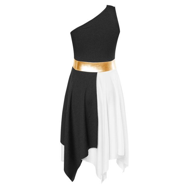 Yartina Robe de Danse Asymétrique pour Filles, Tunique de Prière Lituricale, Noir 6
