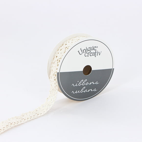 UNIQUE CREATIV Cotton Crochet Lace Ribbon Natural 19 mm (0.75 in) × 2.74 m (¾ in × 3 yd), 2.74 m (9 ft)