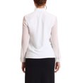 thumbnail image 3 of INSPIRE CHIC Women's Ruffle High Neck Shirt Button Decor Sheer Long Sleeve Blouse Tops XS White, 3 of 6