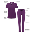 thumbnail image 3 of Adar Addition Go-Higher Scrub Set For Women - Notched V-Neck Scrub Top & Skinny Cargo Scrub Pants, 3 of 7