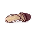 thumbnail image 4 of BLISSFUL STEP Women's Solid Color Strappy Slingback Block High Heels Sandals Burgundy 7, 4 of 7
