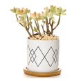 thumbnail image 1 of Plant Pot Cylindrical Flowerpot 7.5x7.6cm Geometric Pattern Simple Black White Nordic Style Home Decor Ceramic Vase, 1 of 3