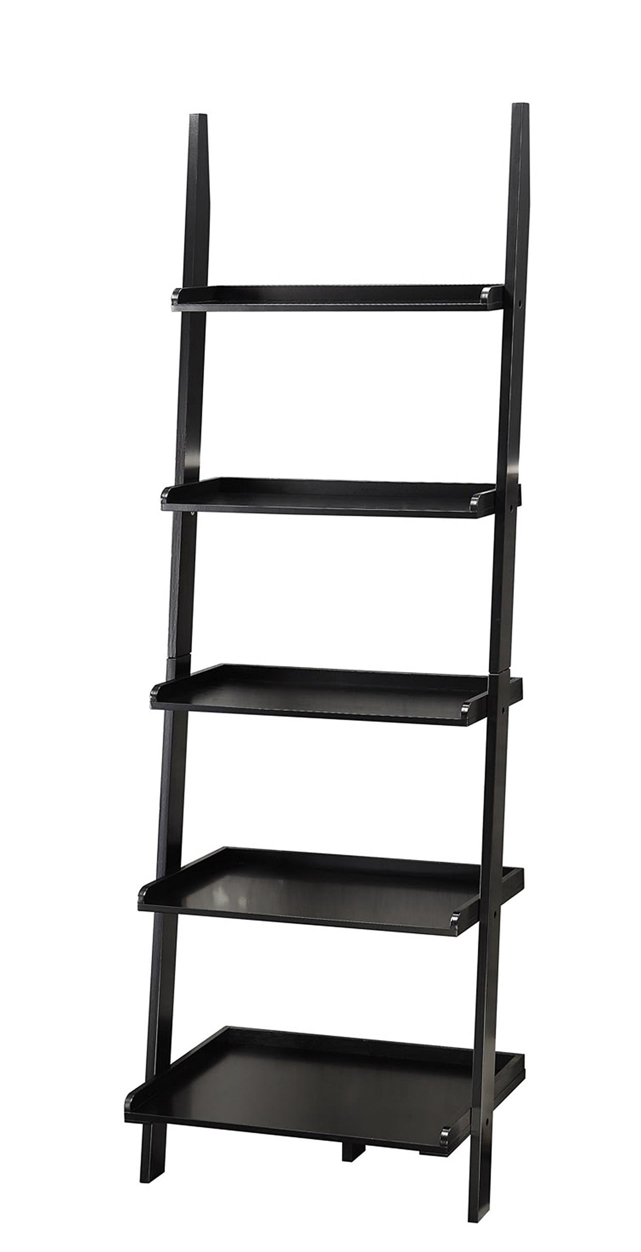 Pemberly Row Ladder Bookshelf in Black Wood Finish