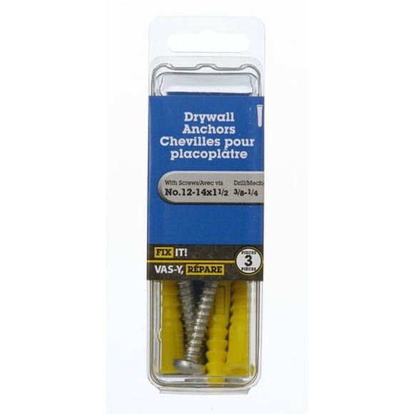 12-14x1-1/2" Drywall Anchor with Screws 3 Pieces