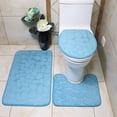 thumbnail image 1 of Dvkptbk 3 Piece Bathroom Rug Set Includes Bath Rug, Contour Mat and Toilet Lid Cover Super Soft Non Slip Bathtub Carpet and Absorbent Bath Mat Bathroom Carpet, Light Blue on Clearance, 1 of 8
