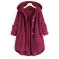 thumbnail image 2 of WEIYLL Jackets for Women Pocket Irregular Long Hooded Button Sleeve Plus Size Wine Winter Coats Size M, 2 of 5