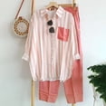 thumbnail image 2 of Mikilon Ensemble Élégant pour Femmes 2 Pcs Été Nouveau Cardigan à Revers Imprimé Mode Costume Nouveau Cardigan Décontracté Été Imprimé Ensemble Mode Rose TP, 2 of 6