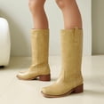 thumbnail image 2 of Dakaela Knee High Boots for Women Square Toe Western Cowboy Boot Chunky Block Heel Wide Calf Riding Tall Boots Yellow Size 6.5, 2 of 8
