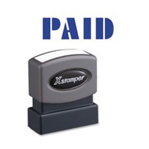 Shachihata Inc XST1335 Paid Ink Stamp- .5 in. x 1.63 in.- Blue Ink