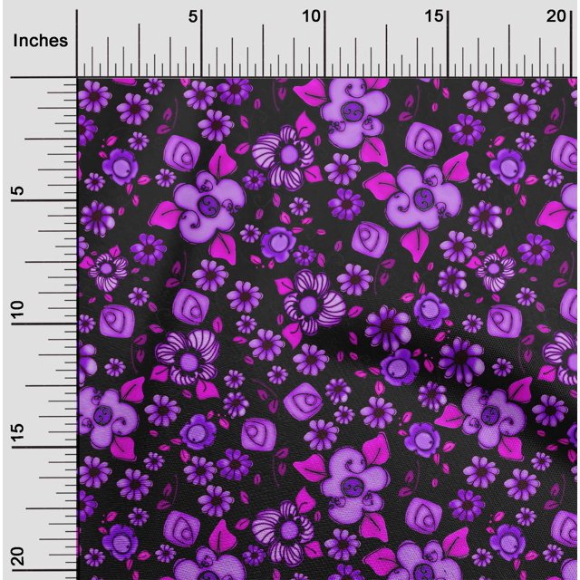 oneOone Rayon Violet Fabric Florals Sewing Material Print Fabric By The Yard 56 Inch Wide