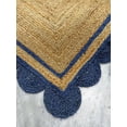 thumbnail image 3 of Indian Handmade Braided Natural Jute with Navy Blue Scalloped Design Area Rug, Home Décor Rug, Jute Rug for Bedroom, Dining Room, living room, Doormat Rug Size - 9' Square (270 cm x 270 cm), 3 of 5