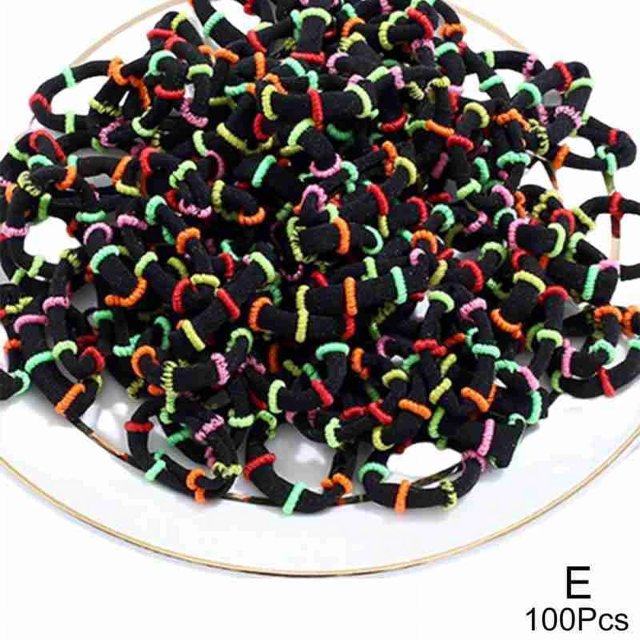 100 Pcs/sac Bande Élastique en Nylon Colorée Coréenne pour Queue de Cheval en Caoutchouc Chouchous pour Cheveux Bande à Nouer