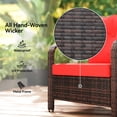 thumbnail image 4 of Outsunny Patio Bistro Set PE Rattan Garden Sofa Set 3 Pieces Red, 4 of 10