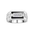 thumbnail image 1 of RYLOS Men's Rings 14K White Gold Designer Ring With Diamonds and Black Onyx Rings For Men Size 11, 1 of 6