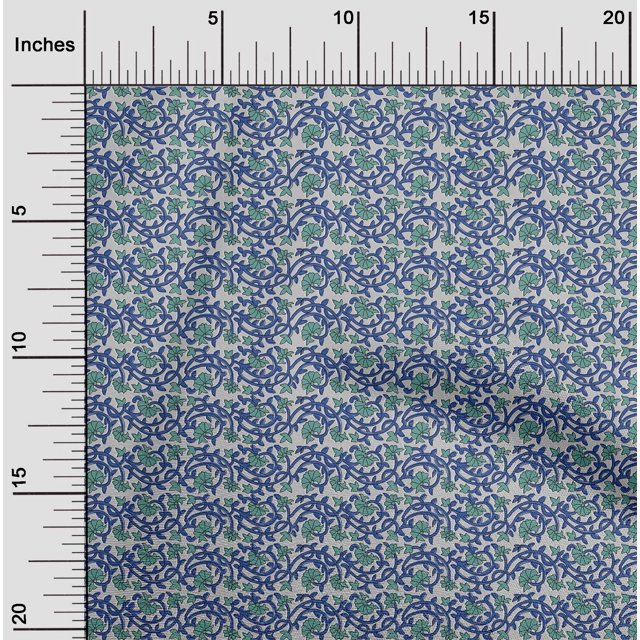 oneOone Viscose Chiffon Fabric Leaves & Floral Block Print Fabric BTY 42 Inch Wide